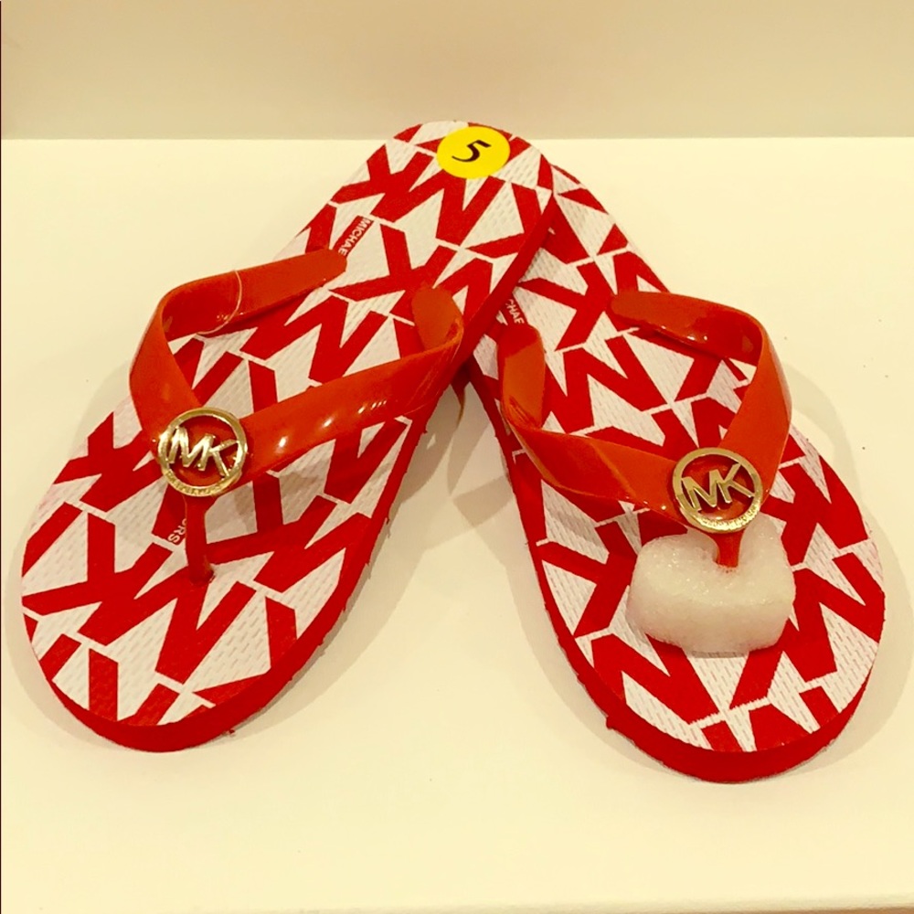 Michael Kors Flip Flop Jetset Red size 5 girls.